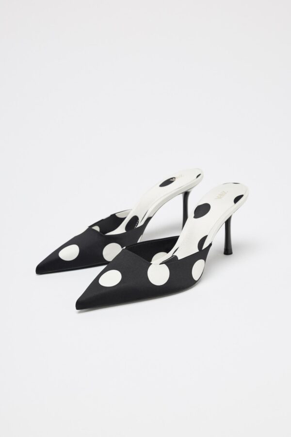 ZARA | POLKA DOT SATIN-EFFECT SLINGBACK HIGH HEELS - Image 3